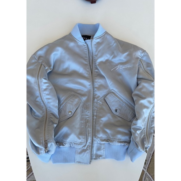 Boohoo Blue Bomber Jacket - Picture 1 of 4